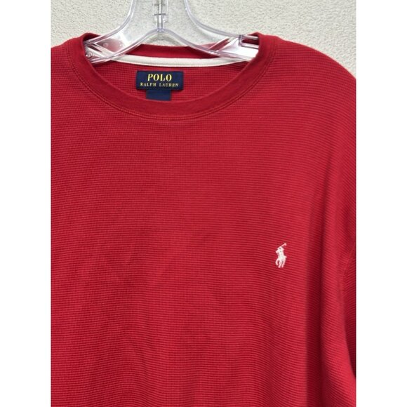 Polo Ralph Lauren Mens Thermal Shirt 2XL XXL Red Long Sleeve Waffle Knit 3258 - Picture 4 of 5